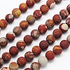 Frosted Round Natural Red Picture Jasper Beads Strands G-N0166-70-6mm-1