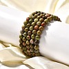 Natural Unakite Bead Stretch Bracelets BJEW-K212-A-006-6