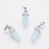 Brass Natural Amazonite Double Terminated Pointed Pendants KK-G343-11L-02P-1