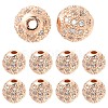 10Pcs Round Brass Micro Pave Cubic Zirconia Beads ZIRC-YW0001-26RG-1