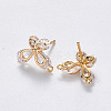 Brass Cubic Zirconia Stud Earring Findings KK-T049-08G-NF-2