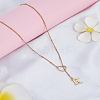 1Pc Letter & Heart Stainless Steel Lariat Necklaces for Women NJEW-LP0002-87G-K-3