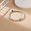 Natural Flower Amazonite & Synthetic Turquoise(Dyed) Tortoise Beaded Stretch Bracelet BJEW-TA00167-2