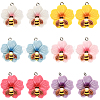 24Pcs 6 Colors Opaque Resin Pendants RESI-SC0006-46-1