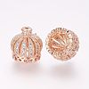 Brass Micro Pave Cubic Zirconia Beads ZIRC-G091-70RG-1
