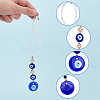 AHADEMAKER 2Pcs 2 Style Glass Beaded Turkish Blue Evil Eye Hanging Pendant KEYC-GA0001-30-3
