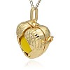 Golden Tone Brass Hollow Heart Cage Pendants KK-J241-08G-2