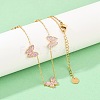Butterfly 304 Stainless Steel Enamel Necklaces & Stud Earrings Setss for Women SJEW-K003-04G-2