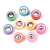 Printed Handmade Polymer Clay Beads CLAY-T022-12J-1