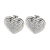 Heart Rack Plating Brass Micro Pave Clear Cubic Zirconia Stud Earrings for Women EJEW-A045-04P-1