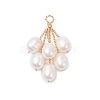 Natural Cultured Freshwater Pearl Rice Beaded Grape Pendants PALLOY-TA00337-3