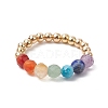 Natural Amethyst & Natural Lapis Lazuli & Natural Apatite & Natural Green Aventurine & Natural Citrine & Brass Beads Chakra Rings RJEW-TA00185-01-2