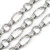304 Stainless Steel Textured Oval with Flat Round Link Chains CHS-C017-01P-1