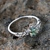 Oval & Leaf 925 Sterling Silver with Moss Agate Finger Rings FS-WGF1EFD-05-5