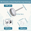 100Pcs Flat Round Stainless Steel Stud Earring Settings STAS-SP0001-61B-P-2