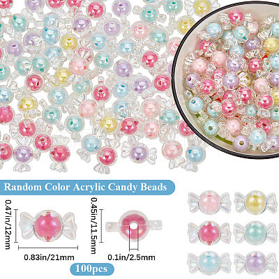 100Pcs Transparent Acrylic Beads TACR-SP0001-19-1