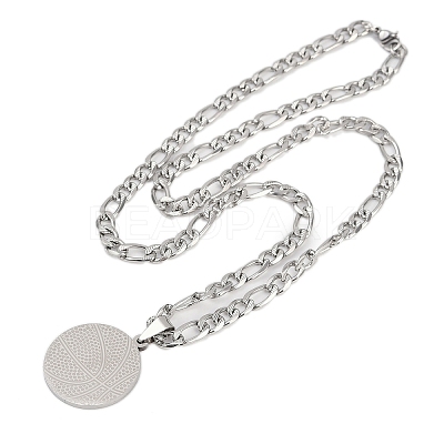 Basketball 201 Stainless Steel Pendant Necklaces for Men Women NJEW-K283-21P-1