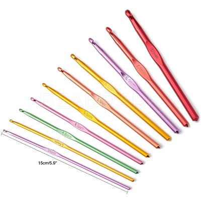 Aluminum Crochet Hooks Needles TOOL-S011-01-1