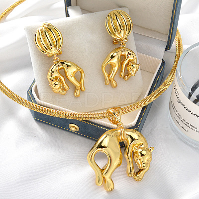 Brass Stud Earrings & Pendant Necklaces Sets for Women FS-WGFF87F-02-1