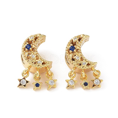 Brass Micro Pave Cubic Zirconia Beads KK-A189-08G-1