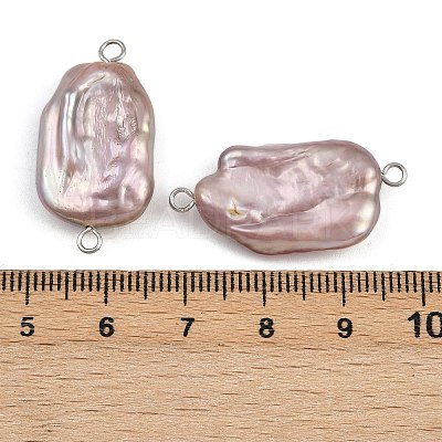 Natural Freshwater Pearl Keshi Pearl Nuggets Connector Charms STAS-D378-14P-1