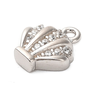 925 Sterling Silver Micro Pave Clear Cubic Zirconia Shell Shaped Charms STER-U009-09P-01-1