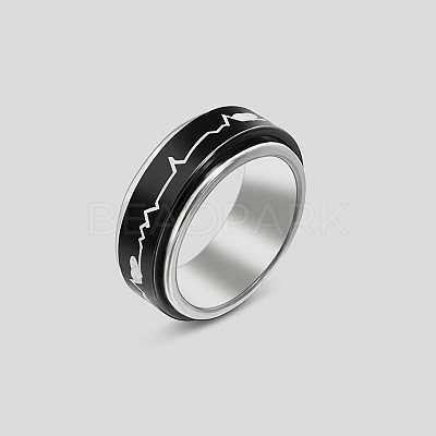 Rotatable 304 Stainless Steel Finger Rings FS-WGF1F3F-05-1
