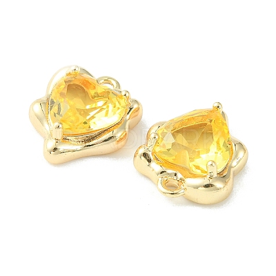 Brass Micro Pave Cubic Zirconia Charms KK-L208-06G-04-1
