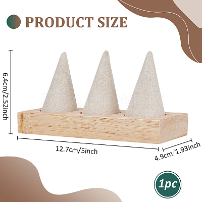 3 Cone Wooden Ring Organizer Holder RDIS-WH0031-02A-03-1