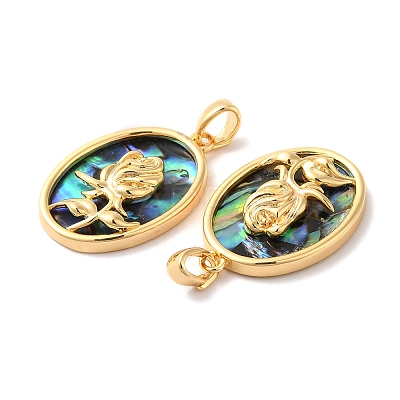 Brass Oval Pendants KK-I703-05A-G-1
