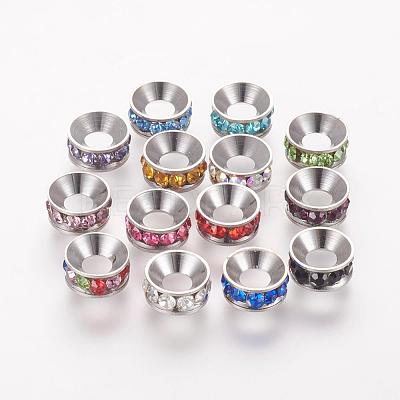 Brass Spacer Beads with Grade A Rhinestone RB-K050-9mm-B01-1