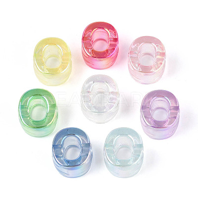 UV Plating Transparent Acrylic European Beads X-OACR-M027-02O-1