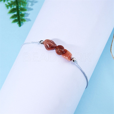 Natural Carnelian Chip Beads Braided Bead Bracelets for Men Women WGC996D-07-1