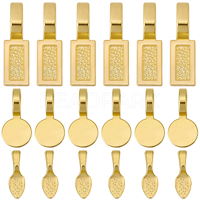 120Pcs 3 Styles Alloy Glue On Flat Pad Pendant Bails FIND-SP0005-11-1