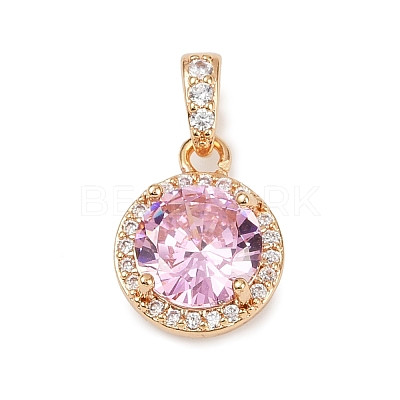 Brass Micro Pave Cubic Zirconia Pendants KK-E795-11KCG-01-1