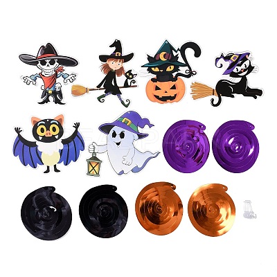 Halloween Paper Spiral Hanging Wall Decorations AJEW-P105-04-1