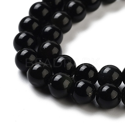 Natural Obsidian Bead Strands X-G-R173-6mm-02-1