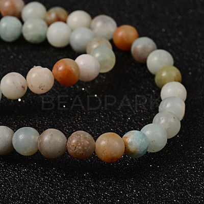 Natural Flower Amazonite Round Bead Strands X-G-D608-6mm-1