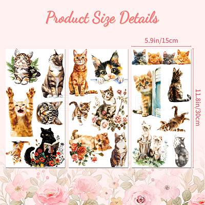 3 Sheets 3 Styles PVC Waterproof Decorative Stickers DIY-WH0404-069-1