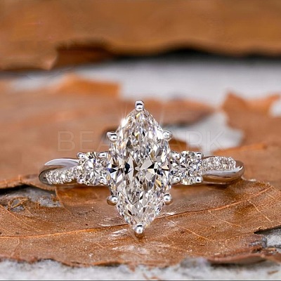 Brass Micro Pave Clear Cubic Zirconia Finger Rings FS-WG5249E-04-1