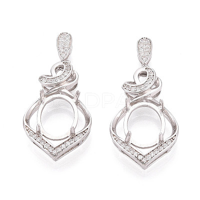 925 Sterling Silver Micro Pave Cubic Zirconia Pendants Claw Cabochon Settings STER-N016-49P-1