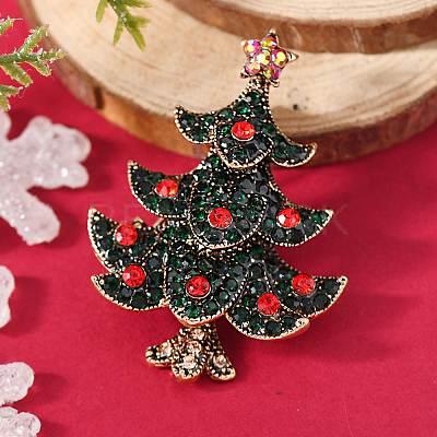 Christmas Theme Zinc Alloy Rhinestone Brooches for Backpack Clothes LK8386-19-1