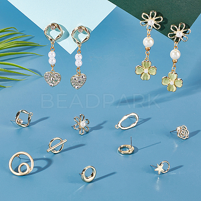 40Pcs 10 Style Alloy Stud Earring Findings FIND-PH0008-36-1