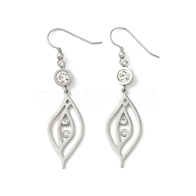 304 Stainless Steel Leaf Dangle Earrings EJEW-Z129-13P-1
