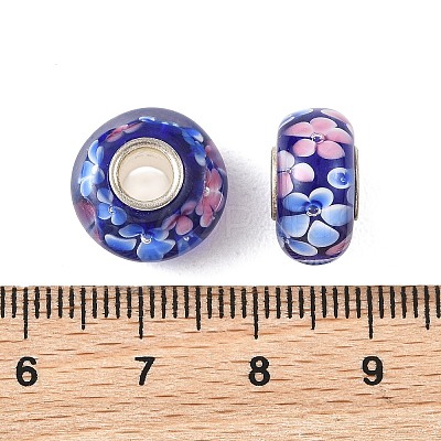 Lampwork & Brass Core European Beads LAMP-P019-01P-13-1