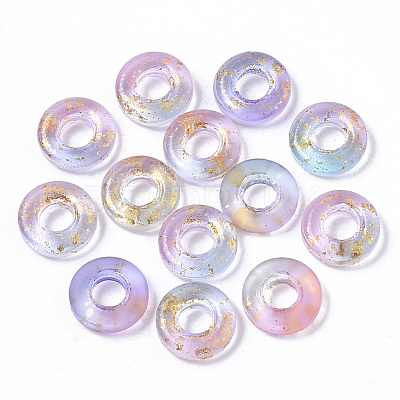 Transparent Spray Painted Glass European Beads GLAA-N035-04A-1