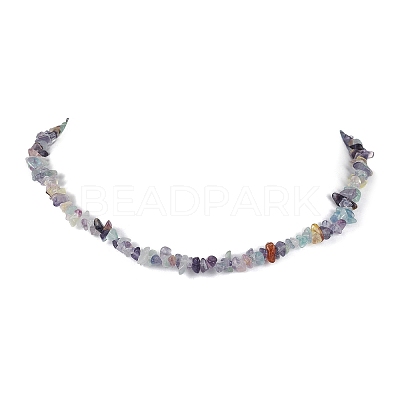 Natural Fluorite Chip Beaded Necklace NJEW-JN04616-11-1