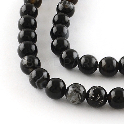 Natural Black Onyx Round Bead Strands X-G-R198-14mm-1