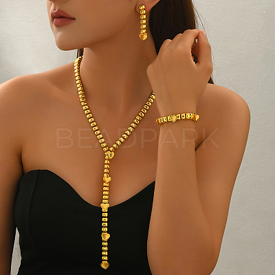 Vintage Iron Heart Necklaces & Bracelets & Earrings Sets for Wedding Party Celebration MC6486-1