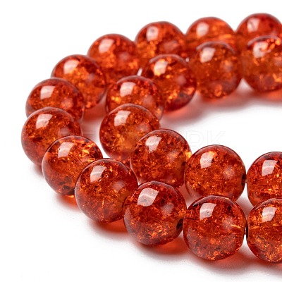 Spray Painted Crackle Glass Beads Strands CCG-Q001-8mm-09-1